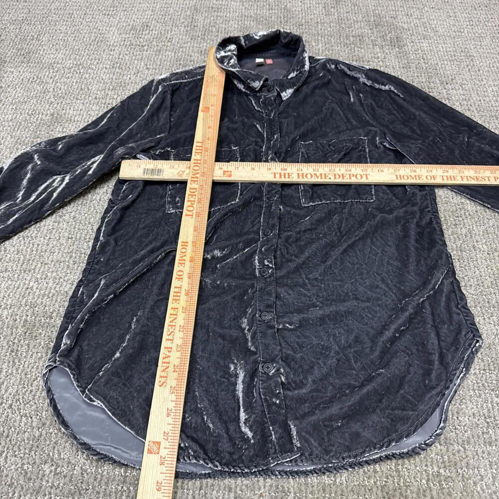 Pilcro Black Washed Velvet Button-Up Shirt - Picture 6 of 11